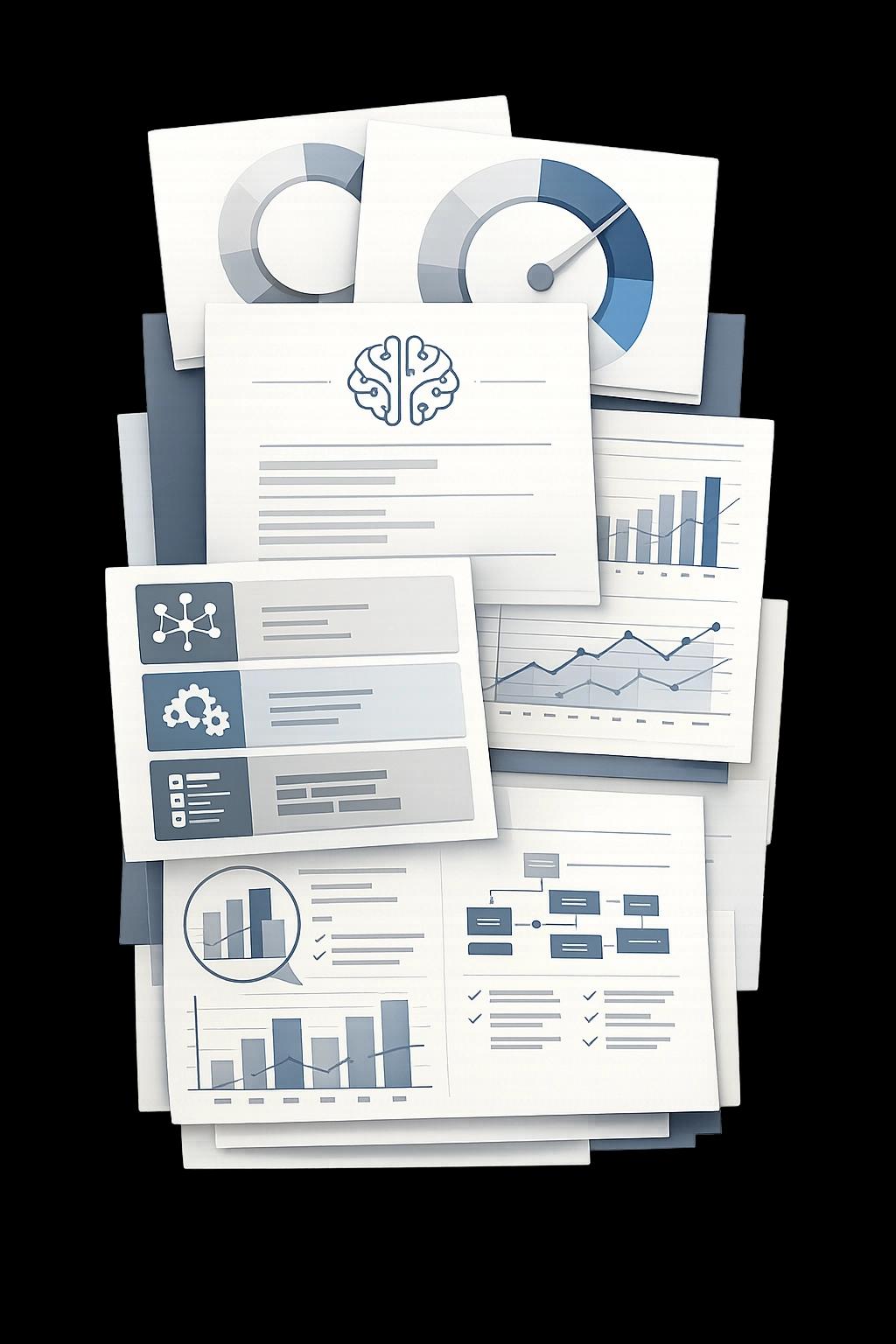 Layered AI readiness report with score rings, charts, and audit modules